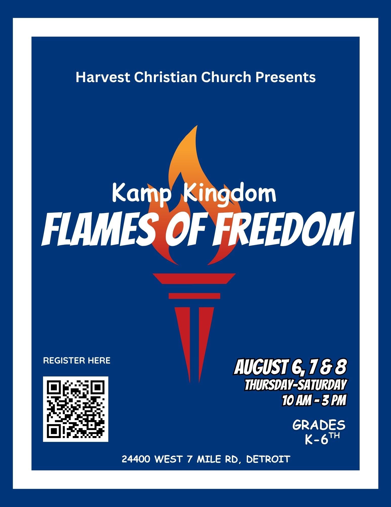 VBS Kamp Kingdom 2026 Flames of Freedom